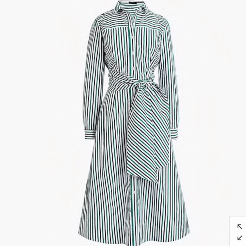 J. Crew Black and White Striped Midi Shirt Dress